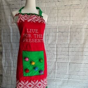 Two’s company pretty ugly Christmas apron NWT